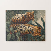 Leopard Dschungel: Vintage Postkarte Puzzle (Horizontal)