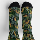 Leopard-Dschungel-Wald-Illustration Nahtloser Cust Socken (Oben)