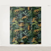 Leopard Dschungel Wald Illustration Nahtloser Schn Wandteppich (Vorderseite)