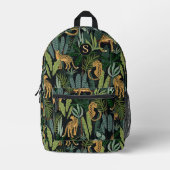 Leopard-Dschungel-Wald-Illustration Nahtloser Zoll Bedruckter Rucksack (Vorderseite)