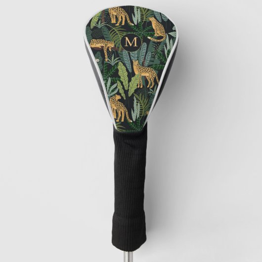 Leopard-Dschungel-Wald-Illustration Nahtloses Must Golf Headcover (Vorderseite)