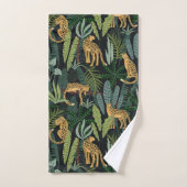Leopard-Dschungelwald-Illustration Nahtlos  Badhandtuch Set (Handtuch)