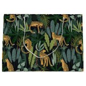 Leopard-Dschungelwald-Illustration Nahtlos Große Geschenktüte (Vorderseite)