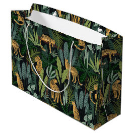 Leopard-Dschungelwald-Illustration Nahtlos Große Geschenktüte