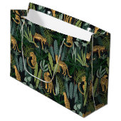Leopard-Dschungelwald-Illustration Nahtlos Große Geschenktüte (Vorderseite Schrägansicht)