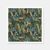 Leopard-Dschungelwald-Illustration Nahtloser Zoll Serviette (Vorderseite)