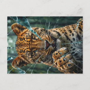 Leopard durchbrechen postkarte