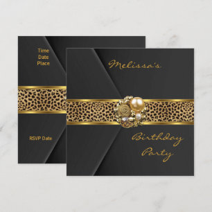 Leopard-Einladung Elegant schwarzer Samt Goldschmu Einladung