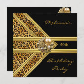 Leopard Einladung Elegantes Goldschmuck aus schwar (Vorne/Hinten)