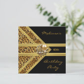 Leopard Einladung Elegantes Goldschmuck aus schwar (Stehend Vorderseite)
