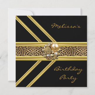 Leopard Einladung Elegantes Goldschmuck aus schwar
