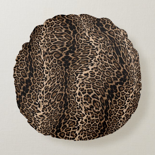 Leopard Elegant print Cushion Set Rundes Kissen (Vorderseite)