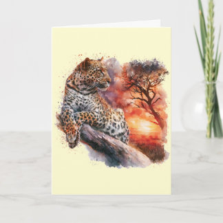 Leopard entspannt auf einer Astkarte #1 Karte