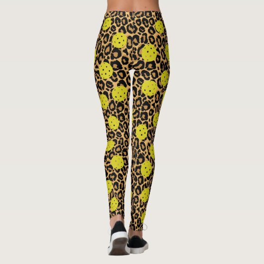 Leopard Exotic Animal Print Yellow Pickleball Leggings (Rückseite)
