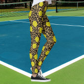 Leopard Exotic Animal Print Yellow Pickleball Leggings