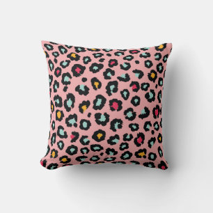Leopard Exotic: farbenfroher Nahtloser Spaß. Kissen
