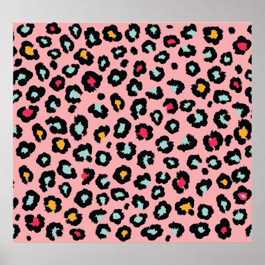 Leopard Exotic: farbenfroher Nahtloser Spaß. Poster (Vorne)