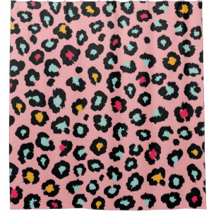 Leopard Exotisch: Farbige nahtlose Freude. Duschvorhang
