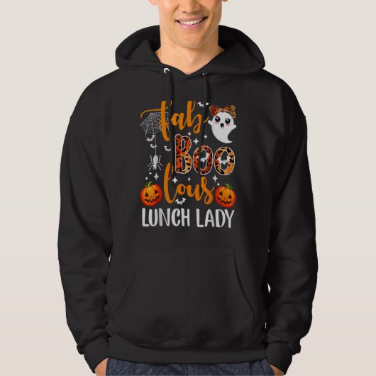 Leopard Fab Boo Lous Lunch Lady Team Teacher Hallo Hoodie (Vorderseite)