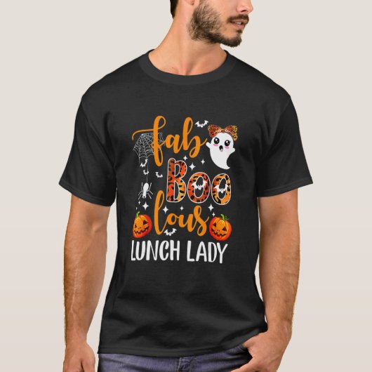 Leopard Fab Boo Lous Lunch Lady Team Teacher Hallo T-Shirt (Vorderseite)