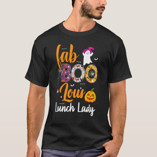 Leopard Fab Boo Lous Lunch Lady Team Teacher Hallo T-Shirt (Vorderseite)