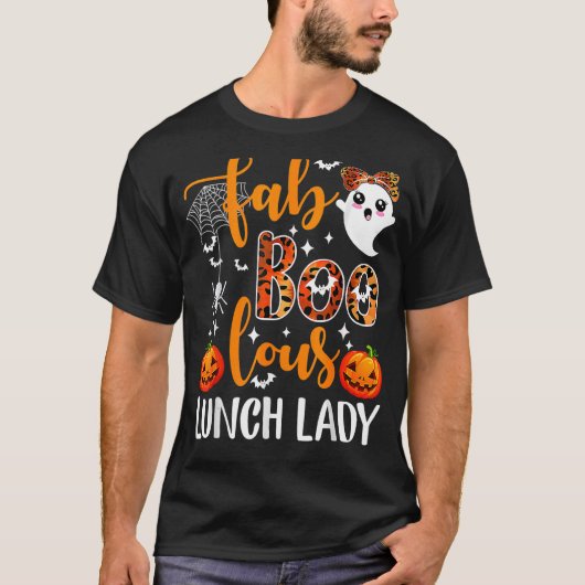 Leopard Fab Boo Lous Lunch Lady Team Teacher Hallo T-Shirt (Vorderseite)