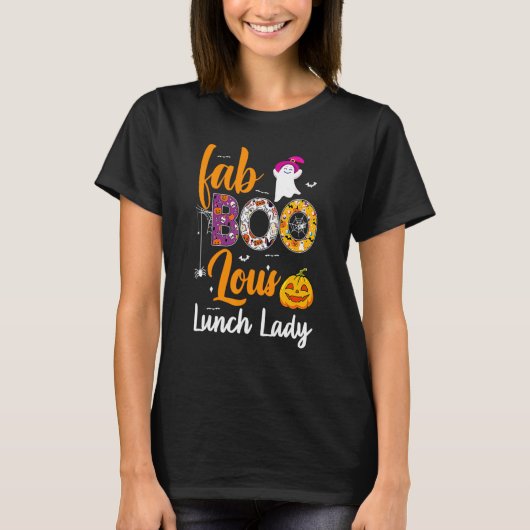 Leopard Fab Boo Lous Lunch Lady Team Teacher Hallo T-Shirt (Vorderseite)