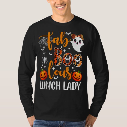 Leopard Fab Boo Lous Lunch Lady Team Teacher Hallo T-Shirt (Vorderseite)