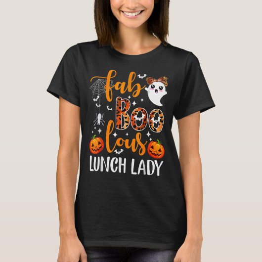 Leopard Fab Boo Lous Lunch Lady Team Teacher Spook T-Shirt (Vorderseite)