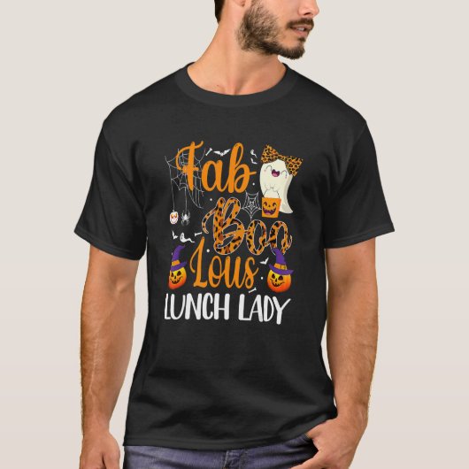 Leopard Fab Boo Lous Lunch Lady Team Teacher Spook T-Shirt (Vorderseite)