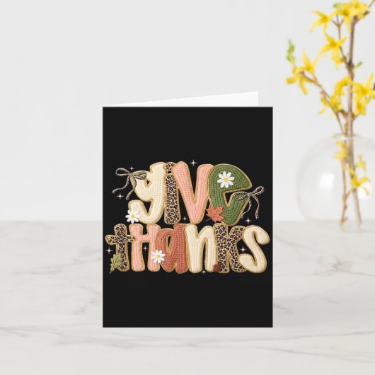 Leopard Fall Give Thanks Coquette Latch Hook Yarn  Karte (Gelbe Blume)