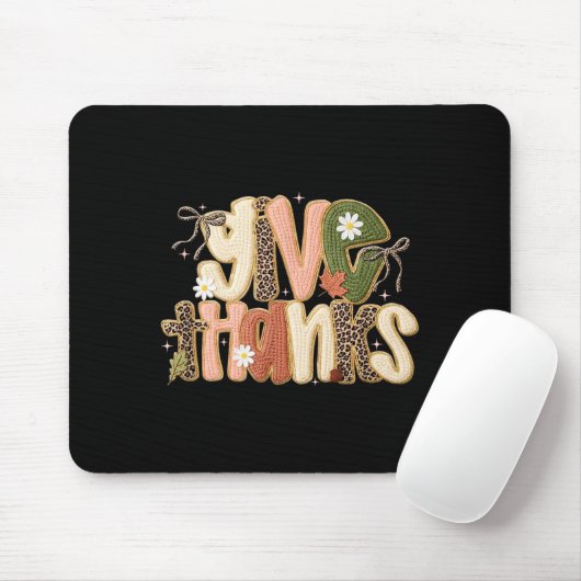 Leopard Fall Give Thanks Coquette Latch Hook Yarn  Mousepad (Mit Mouse)
