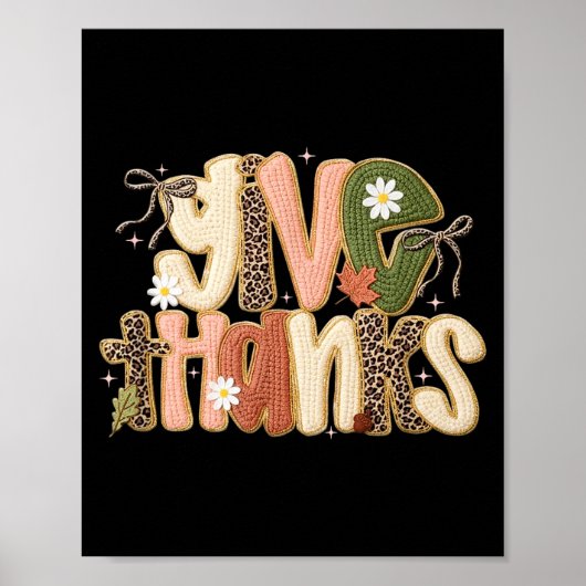 Leopard Fall Give Thanks Coquette Latch Hook Yarn Poster (Vorne)