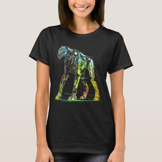 Leopard Fantasy Robot Artwork  Zoo Animal Tiger T-Shirt (Vorderseite)
