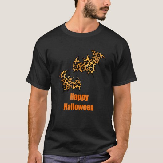 Leopard Fledermäuse Halloween Geist Gruselig T-Shirt (Vorderseite)