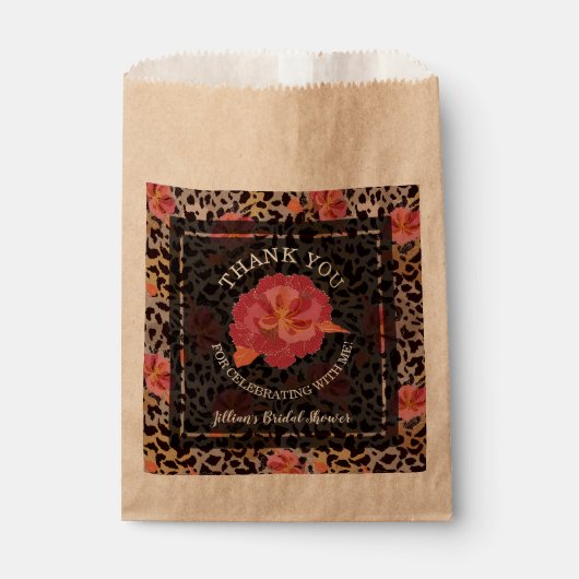 Leopard Floral Brautparty Vielen Dank Geschenktütchen (Vorderseite)