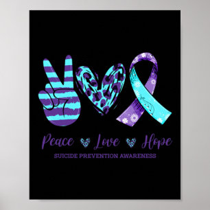 Leopard Floral Ribbon Peace Liebe Hope Suicide Pre Poster