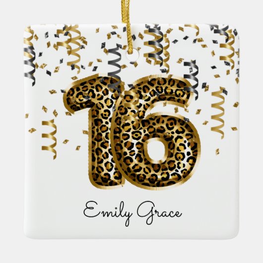Leopard Foil 16 Birthday Balloons Foto Geschenke T Keramikornament (Vorderseite)