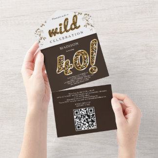 Leopard Foil Ballon 40. Geburtstag QR Code UAWG All In One Einladung