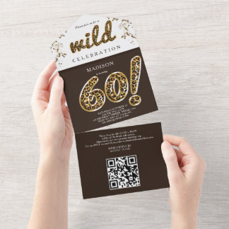 Leopard-Folie-Ballon 60. Geburtstag QR Code RSVP A All In One Einladung