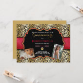 Leopard Foto quinceañera Einladung (Vorderseite/Rückseite Beispiel)