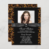 Leopard Foto Sweet 16 Geburtstagsparty Einladung (Vorne/Hinten)