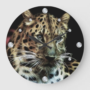 Leopard Fraktal Wall Clock Große Wanduhr