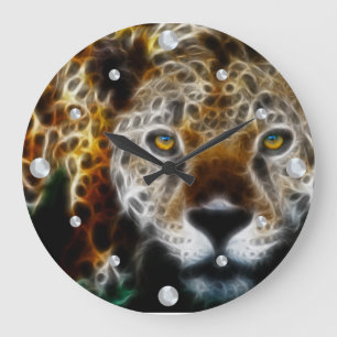 Leopard Fraktal Wall Clock Große Wanduhr