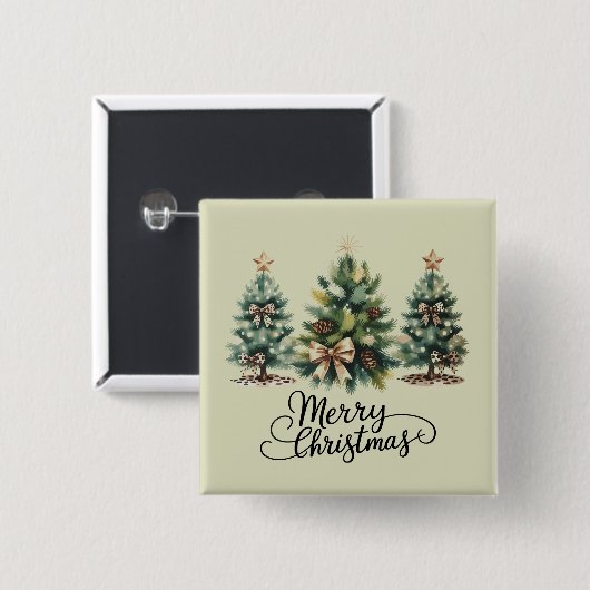 Leopard Frohe Weihnachten Baum Kokette Schleife Xm Button (Vorne & Hinten)