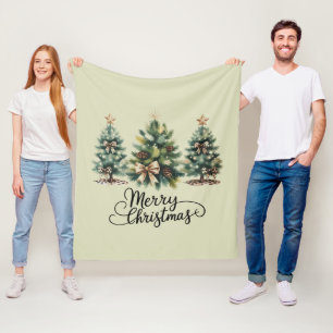 Leopard Frohe Weihnachten Baum Kokette Schleife Xm Fleecedecke