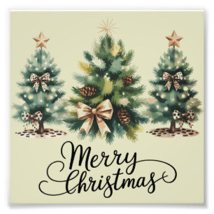 Leopard Frohe Weihnachten Baum Kokette Schleife Xm Fotodruck