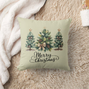 Leopard Frohe Weihnachten Baum Kokette Schleife Xm Kissen