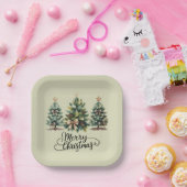 Leopard Frohe Weihnachten Baum Kokette Schleife Xm Pappteller (Party)