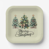 Leopard Frohe Weihnachten Baum Kokette Schleife Xm Pappteller (Vorderseite)